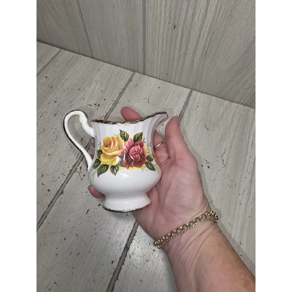 Vtg Paragon Creamer Pink & Yellow Roses England Cottagecore Heritage GrandmaCore